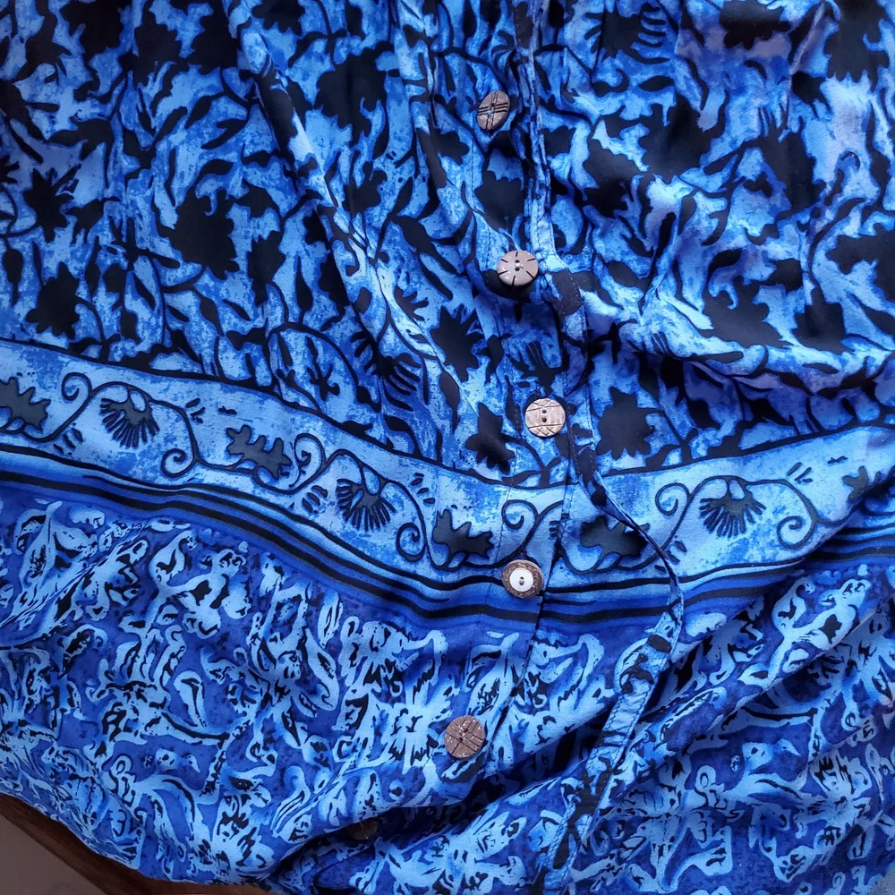 Vtg - R&K Originals - Blue & Black - Floral - Maxi Dress - Size 12